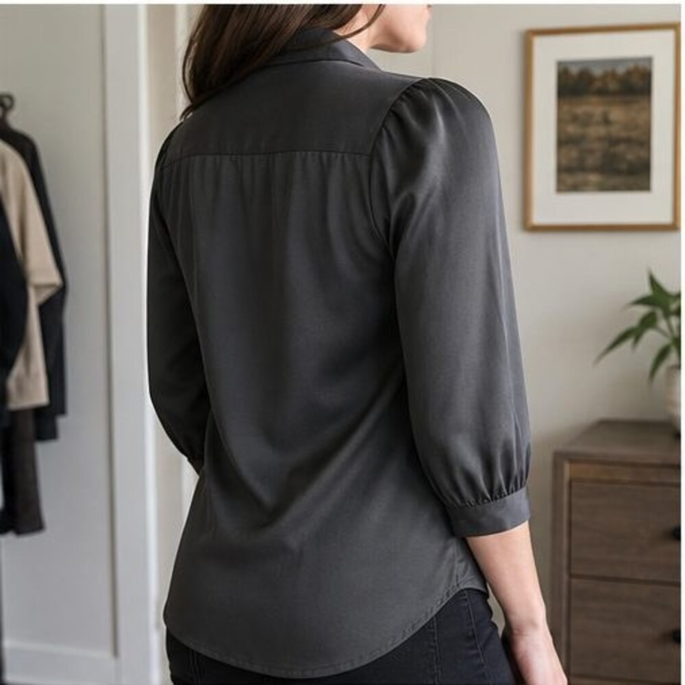 Charcoal Puff Sleeve Top - Picture 3 of 6